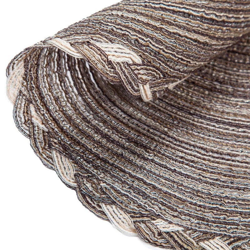 SHACOS Round Placemats Set of 6 Braided Glitter Round Table Placemats 15 inch for Wedding Holiday Party (Multicolor - Light Coffee, 6) - Image 3